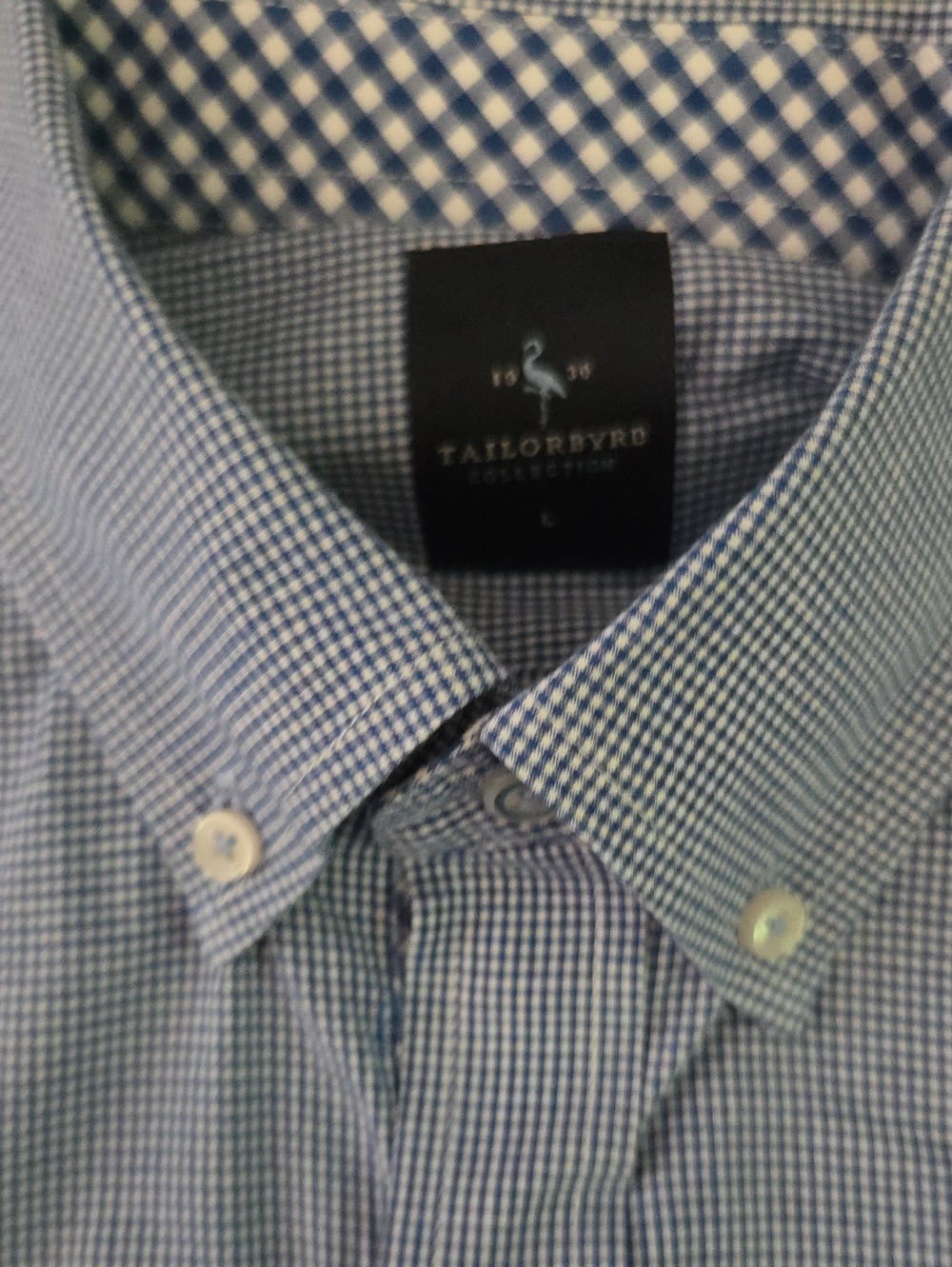Tailorbyrd Collection Men's Large Blue White Gingham Check Button Down Shirt L